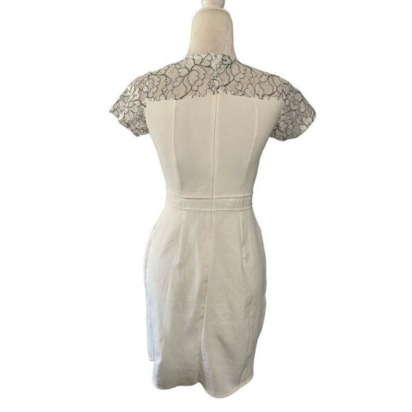 Valentino Roma Womens White Black Lace Short Sleeve Mini Dress Small Medium - Picture 2 of 8